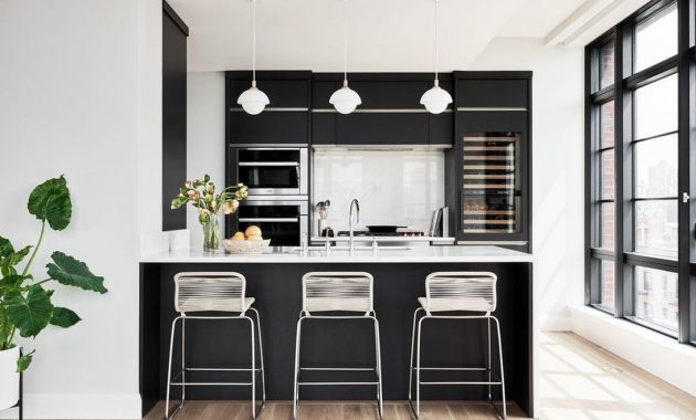 Black Kitchen Design Ideas with White Color Accent 01