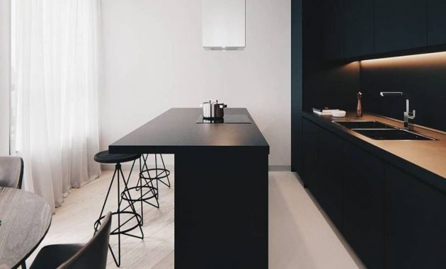 Black Kitchen Design Ideas With White Color Accent 05
