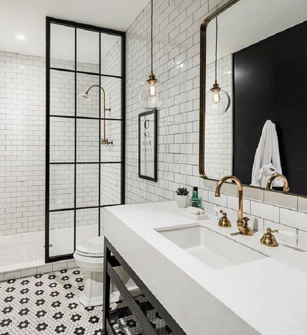 Amazing White Tile Bathroom Design Ideas Looks Elegant 23